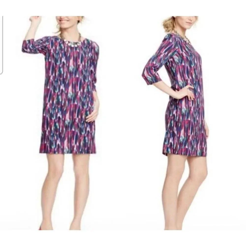 Boden Beaufort Watercolor Abstract Print Shift Dress sz 6R